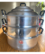 Steamer Pot 3 Tier 28 cm Thai Aluminium Fish Lobster Rice Dim Sum  Diamo... - $59.95