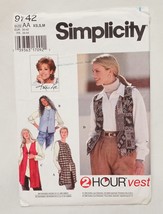 Misses set of Vests Size XS Small Simplicity 9742 Uncut 1995 Precut to S... - $14.99