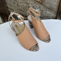 Louise Et Cie Kyvie Sandals Size 10 Snakeskin Leather Peep Toe Ankle Wrap Block - $39.60