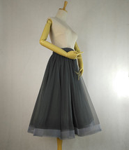 Ivory White Ruffle Layered Tulle Skirt Women Custom Size Tulle Midi Skirt image 9