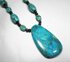 Jay King DTR Sterling Turquoise Bead &amp; Large Pendant Necklace C2162 - £144.61 GBP