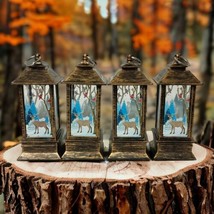 Christmas Mini Light Lantern Set Deer Farmhouse Rustic Cabin Vintage Vic... - $25.72