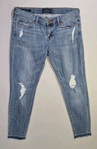 Lucky Brand Womens Jeans Charlie Skinny Blue Denim Distressed Raw Hem 6/28 - $281.38 MXN