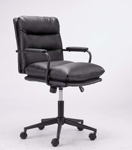 Black Leather Office Chair | Mid-Back Desk Chair | Modern Executive Chair - $70.99