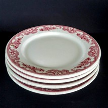Wellsville Majestic Luncheon/Salad Plate LOT of 4 Red Floral Restaurant ... - $39.58