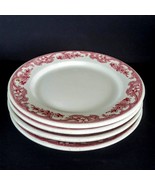 Wellsville Majestic Luncheon/Salad Plate LOT of 4 Red Floral Restaurant ... - £31.13 GBP