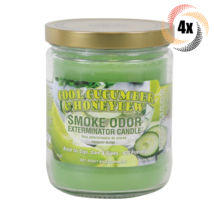 4x Jars Smoke Odor Cool Cucumber & Honeydew Smoke Exterminator Candles | 13oz - £40.51 GBP