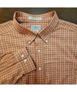 L.L. Bean Orange Plaid Long Sleeve Cotton Button Down Shirt Mens XL  - $525.00 MXN
