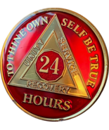 Extra Large 24 Hours Mandarin Red Tri-Plate AA Medallion - $13.61 CAD