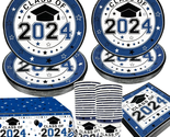 2024 Graduation Party Decorations Blue Class of 2024 Graduation Plates a... - $40.11
