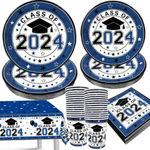 2024 Graduation Party Decorations Blue Class of 2024 Graduation Plates and Napki - £31.41 GBP