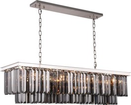Pendant Light SYDNEY Traditional Antique Polished Nickel Silver Shade Crystal - £1,602.21 GBP