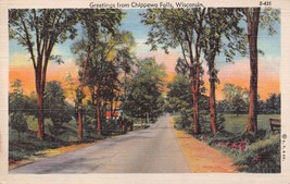 Chippewa Falls WISCONSIN~1946 Greetings Postcard - £4.83 GBP