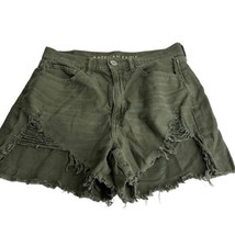 american eagle highest rise mom short green distressed cut off shorts Si... - £15.78 GBP