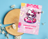 Kitty Pink Pool Birthday Invitation | Kawaii Summer Party Design 