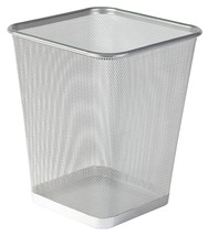 Square Waste Paper Bin Lightweight Silver Indoor Metal Garbage Mesh Waste Basket - £7.86 GBP+