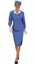 Retro Vintage 60s Stewardess Flight Attendant Costume Limited Edition (2X) Blue - £238.26 GBP+