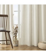 Joydeco Linen Curtains 96 Inch Length 2 Panel, 96&quot; Lx52 W, Ivory On Linen - $43.92