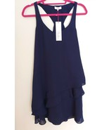 Parker Women&#39;s Silk Ruffle Hem Sleeveless Dress Navy Blue Sz XS New $265 - $82.21 CAD