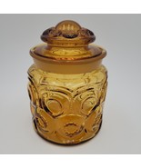 Vintage LE Smith Amber Gold Glass Moon and Stars Small 6.5” Canister Con... - $31.12 CAD