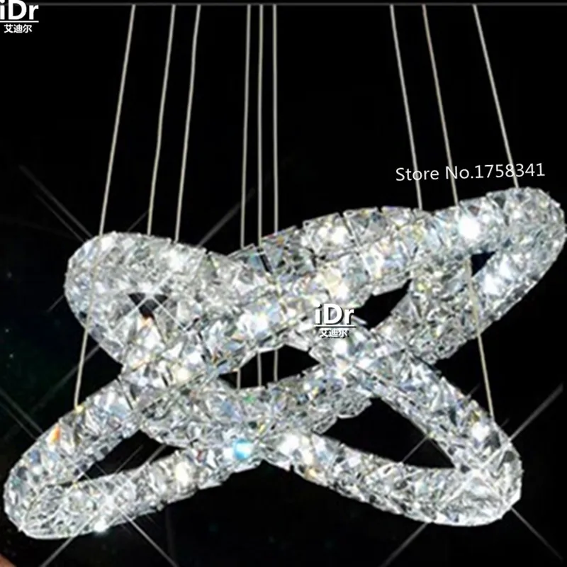 NEW 3 Ring LED K9 Crystal Chandelier Circles Modern Diamond Crtstal Lights  - $277.20