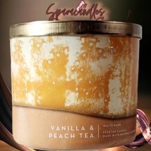 Bath &amp; Body Works Vanilla and peach tea 3 Wick Candle - £22.15 GBP