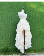 CREAM High Low Tutu Skirt Women Custom Plus Size Hi-lo Ruffle Layered Tutu Skirt image 4