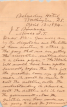 1894 Handwritten Letter Ref Oklahoma Purchase per Acre Washington DC Belvedere - £28.93 GBP