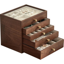 Women large 5 Level Drawer Organizer Box with Glass Lid to Store Necklaces Watch - $539.96