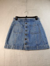 Ann Taylor LOFT Skirt Womens Size 26 Blue Denim 100% Cotton Pockets Button Front - £13.81 GBP