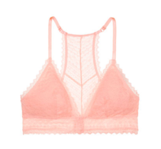 Victoria&#39;s Secret Eyelet Lace Racerback Bralette Bra Peachy Pink XS - $16.82