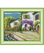 11CT Stamped Pre-printed Cross Stitch Kit Embroidery Kit The Beautiful Courtyard - $17.99