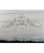 1 Floral Spring Time EMBROIDERED LINEN Pillow Case - Scalloped Edge + 2 ... - $296.52 MXN