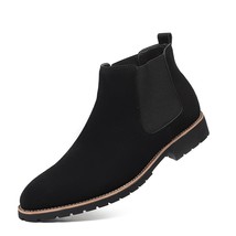 Misalwa 38-48 Large Size Chelsea Men Boots High Top British PU Leather Retro Ank - £57.33 GBP