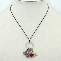 Retired Silpada Charm Holder Necklace with Initial N, Star, Heart &amp; Pink Crystal - £47.95 GBP