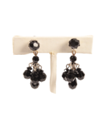 Vintage Faceted Black Glass Clip On Dangle Earrings - £8.94 GBP