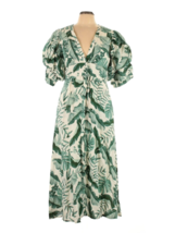 NWT Johanna Ortiz x H&amp;M Linen Blend Midi in Green Palm Leaf Floral Dress M - £86.04 GBP