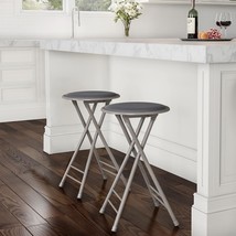 Height Bar Stool  Backless Folding Chair with 300lb Capacity (Gray) Set of 2 - £64.26 GBP