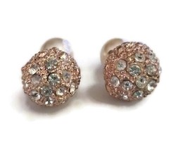 Gold Tone Crystal Starburst Ball Cluster Faux Pearl Elegant Stud Earrings - £14.35 GBP
