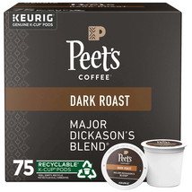 Peets Coffee Major Dickason&#39;s Blend K-Cups, Dark Roast 75 Ct. - $70.99