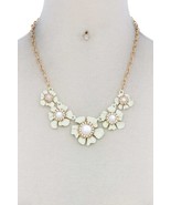 New White Floral Pearl Bead Necklace &amp; Earring Set - $9.31