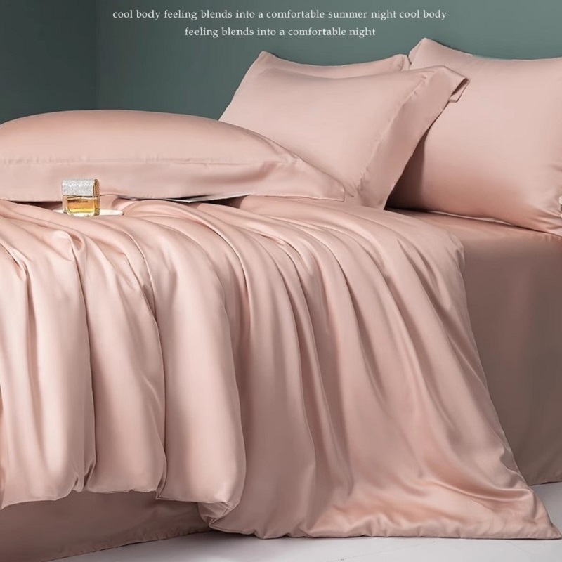 100% Lyocell (Tencel) Silky Top Sheet Flat Bedsheet Set Plain Color Bedding Set