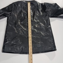LJYH Jacket Women's Faux Leather Pleated Elbow T11-12 Black Full Zip Pockets image 7