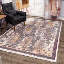 HomeRoots 394855 5 x 8 ft. Gray Faded Tribal Motifs Area Rug - £192.78 GBP