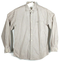 Vertical Stripe Canvas Shirt Mens Large Cremieux Premium Denim Salmon - $37.04