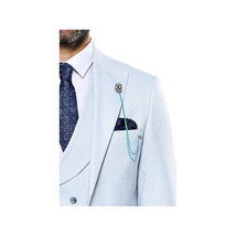 Men 3pc European Vested Suit WESSI J.VALINTIN Extra Slim Fit JV14 Sky Blue new image 4