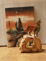 Native American Wolf Sand Painting Picture Unframed Decor - £19.55 GBP
