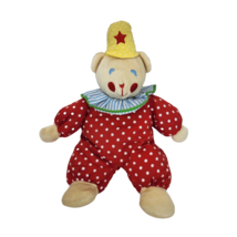 13&quot; Vintage Eden Teddy Bear Clown Red Polka Dot Stuffed Animal Plush Toy - £30.37 GBP