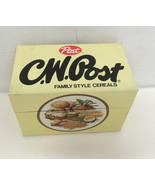 Vintage post family style cereal C.W. Post metal recipe file box kitchen... - €17,15 EUR