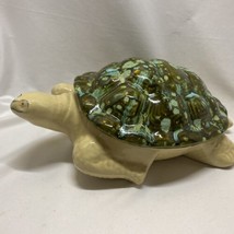 VTG Ceramic Turtle Candy Dish Trinket Box Holland Mold Retro Spotted Glaze 10&quot;L - £11.00 GBP